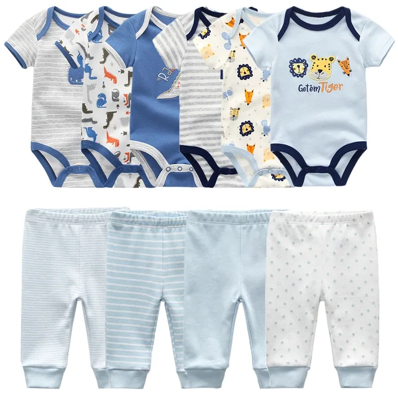 Newborn 6-Piece Bodysuit 4-Piece Pants Sets Baby Toddler Girl Suit Infant Pajama Pure Cotton Sets