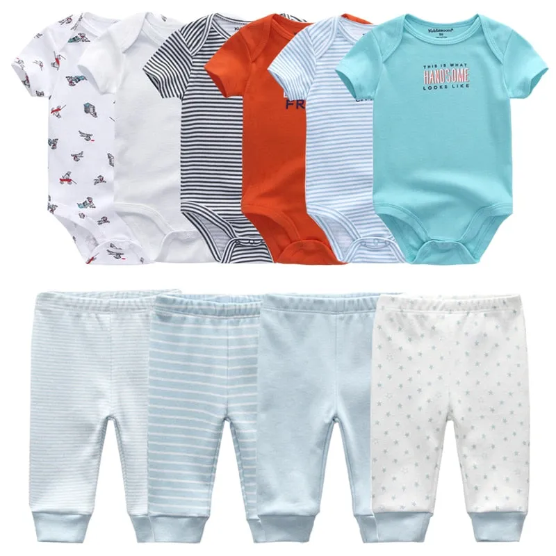 Newborn 6-Piece Bodysuit 4-Piece Pants Sets Baby Toddler Girl Suit Infant Pajama Pure Cotton Sets