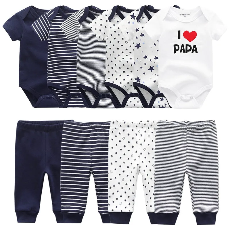 Newborn 6-Piece Bodysuit 4-Piece Pants Sets Baby Toddler Girl Suit Infant Pajama Pure Cotton Sets