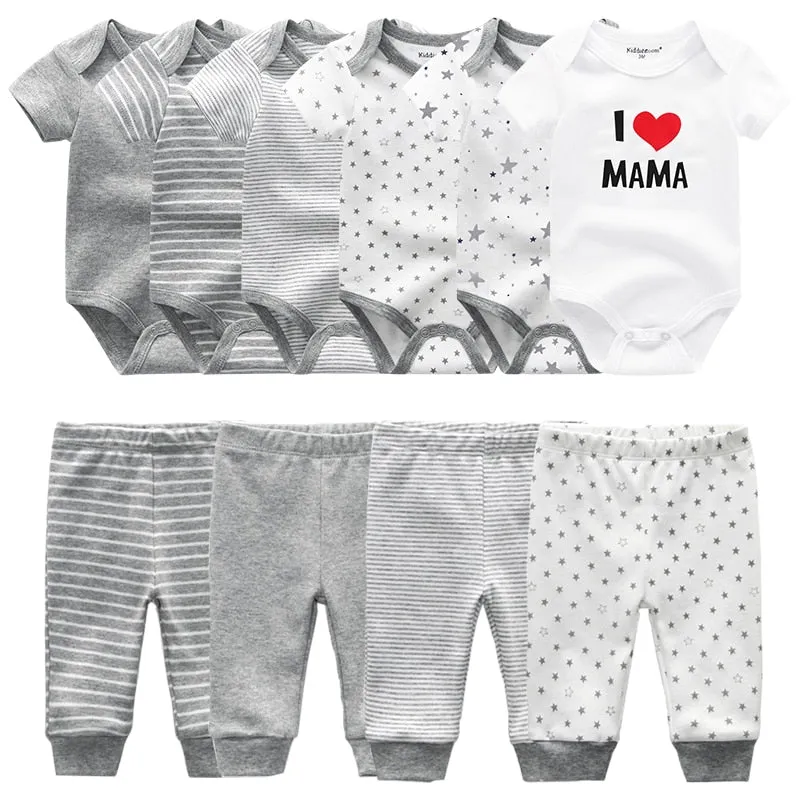 Newborn 6-Piece Bodysuit 4-Piece Pants Sets Baby Toddler Girl Suit Infant Pajama Pure Cotton Sets