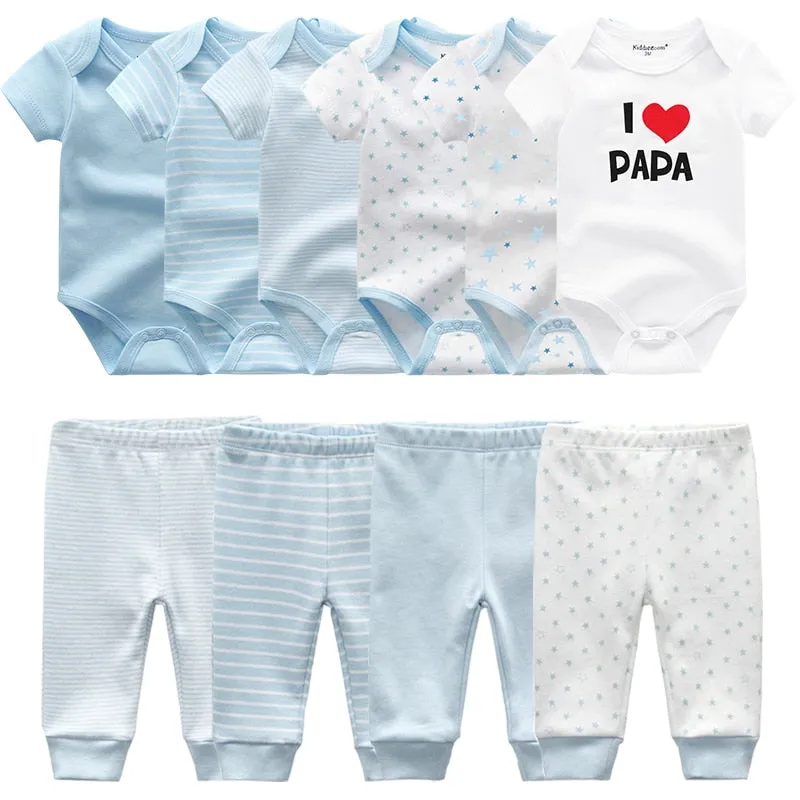 Newborn 6-Piece Bodysuit 4-Piece Pants Sets Baby Toddler Girl Suit Infant Pajama Pure Cotton Sets