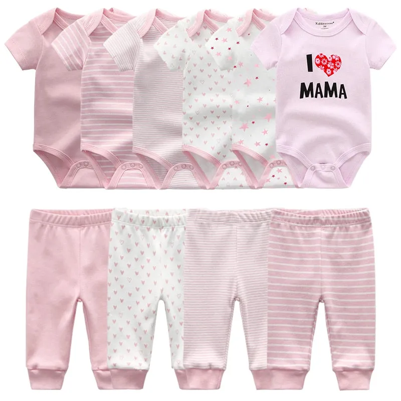 Newborn 6-Piece Bodysuit 4-Piece Pants Sets Baby Toddler Girl Suit Infant Pajama Pure Cotton Sets