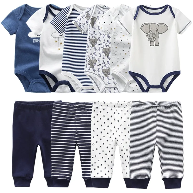 Newborn 6-Piece Bodysuit 4-Piece Pants Sets Baby Toddler Girl Suit Infant Pajama Pure Cotton Sets