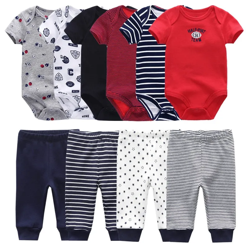 Newborn 6-Piece Bodysuit 4-Piece Pants Sets Baby Toddler Girl Suit Infant Pajama Pure Cotton Sets