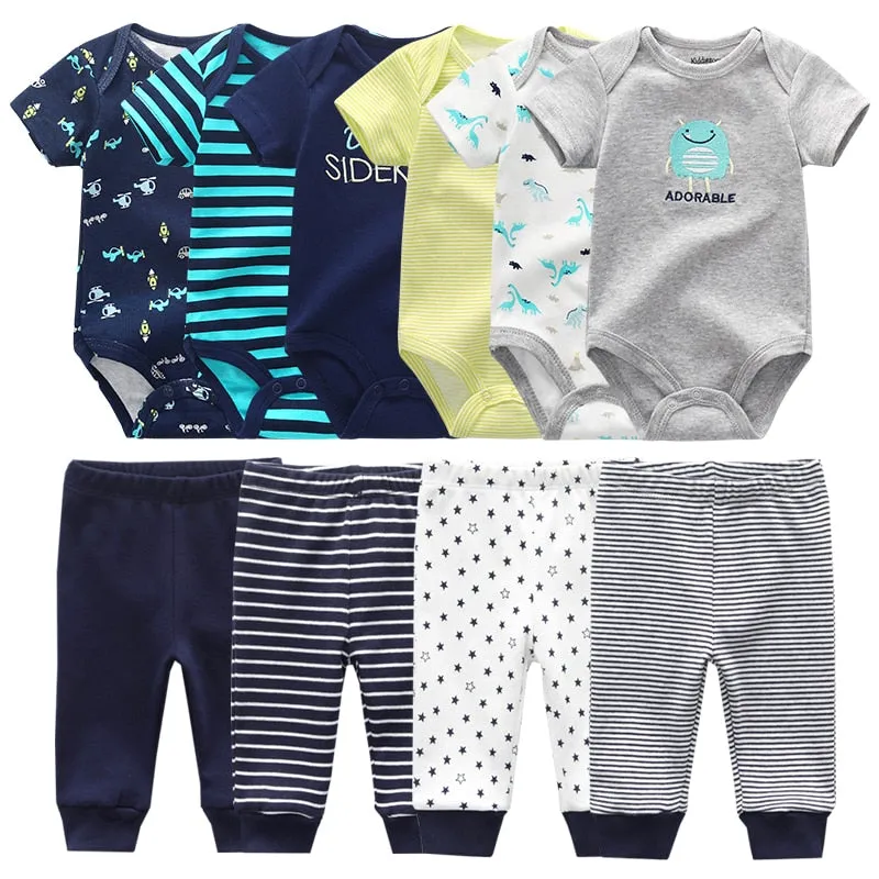 Newborn 6-Piece Bodysuit 4-Piece Pants Sets Baby Toddler Girl Suit Infant Pajama Pure Cotton Sets