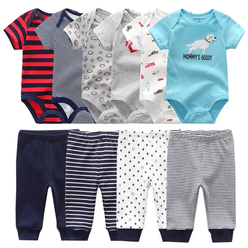 Newborn 6-Piece Bodysuit 4-Piece Pants Sets Baby Toddler Girl Suit Infant Pajama Pure Cotton Sets