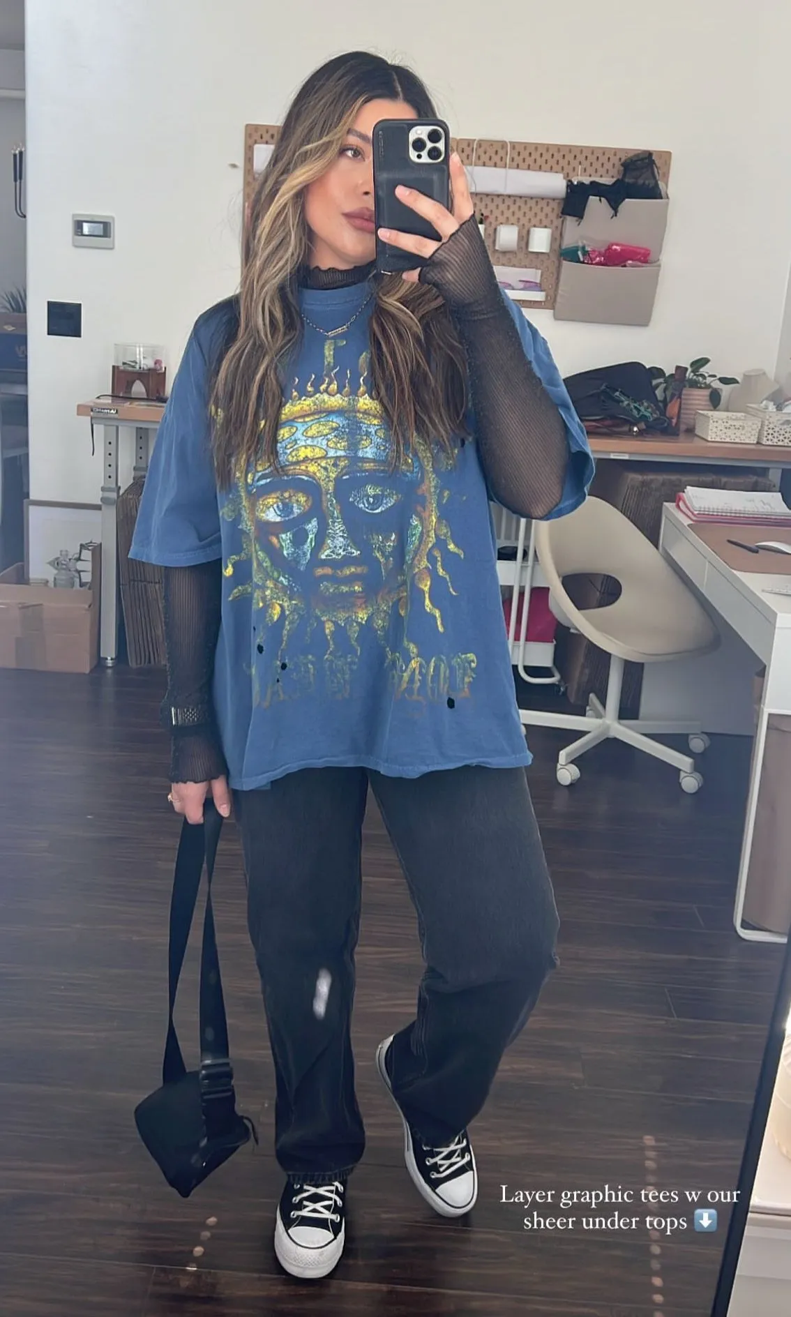 night out sheer long sleeve top (BLACK)