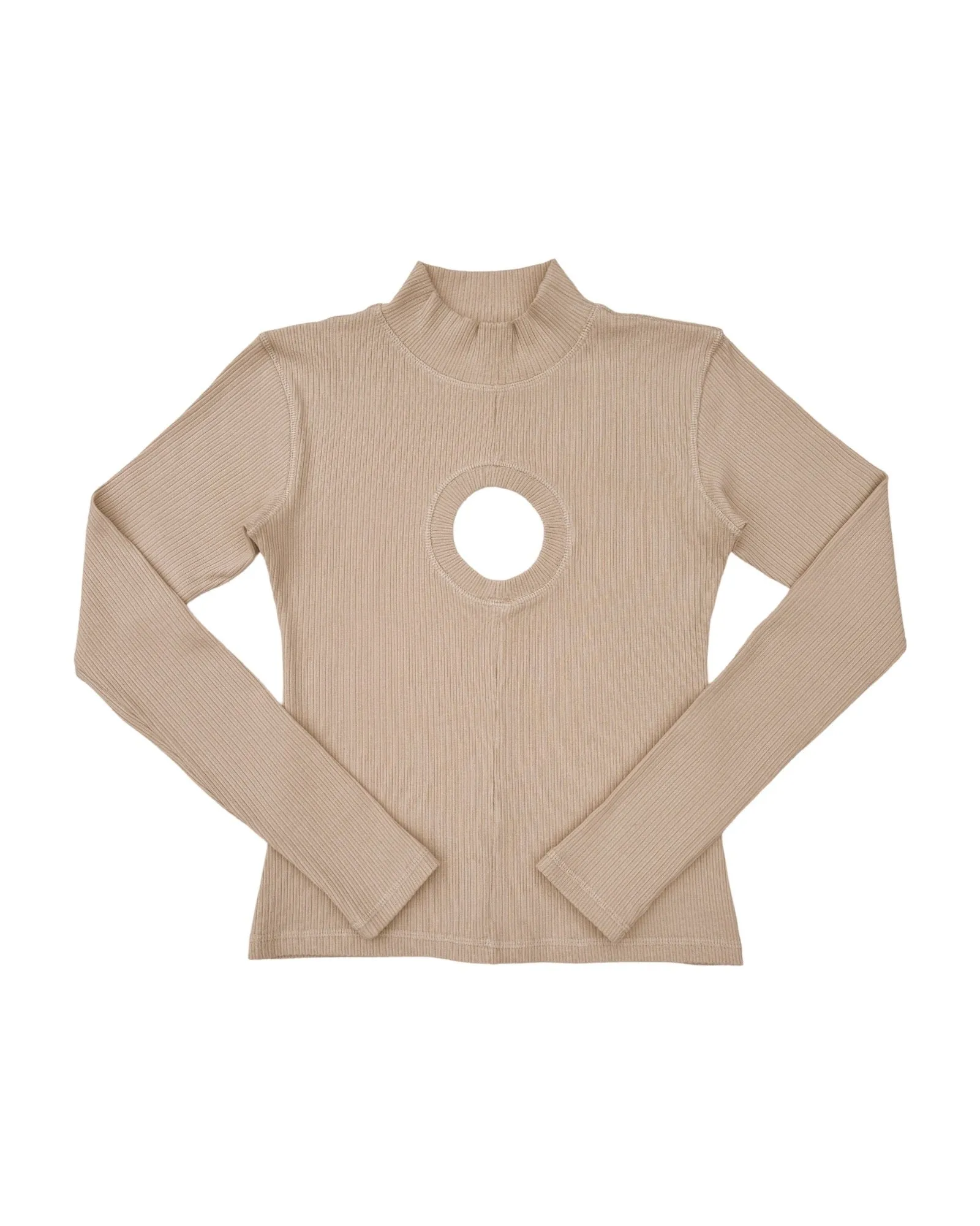 O-CUT L/S MOCKNECK TOP - SAND