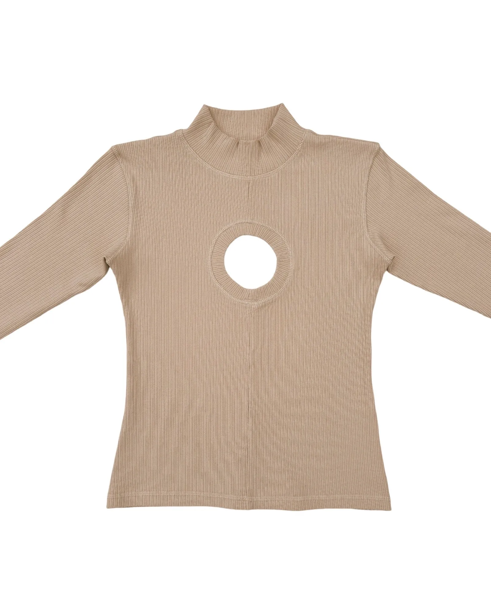 O-CUT L/S MOCKNECK TOP - SAND
