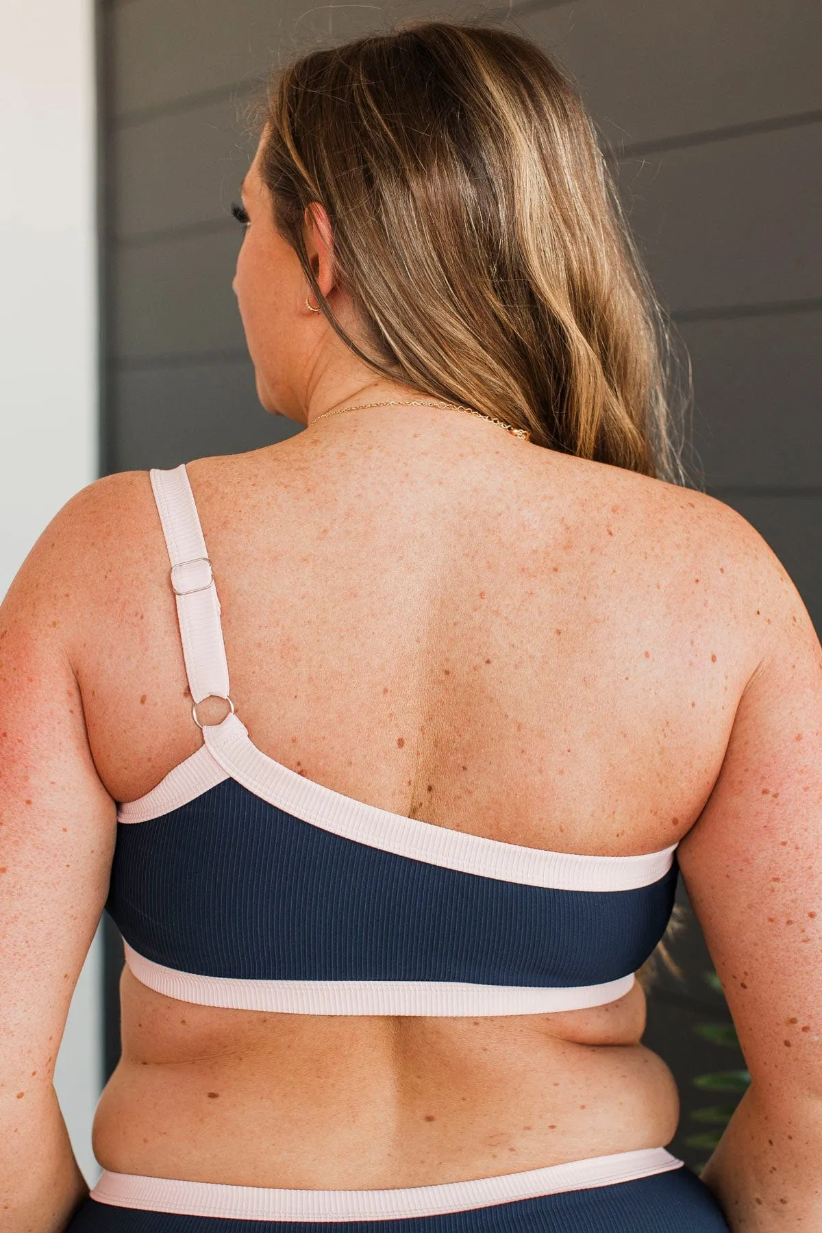Oceans Away Ribbed Swim Top- Navy & Baby Pink