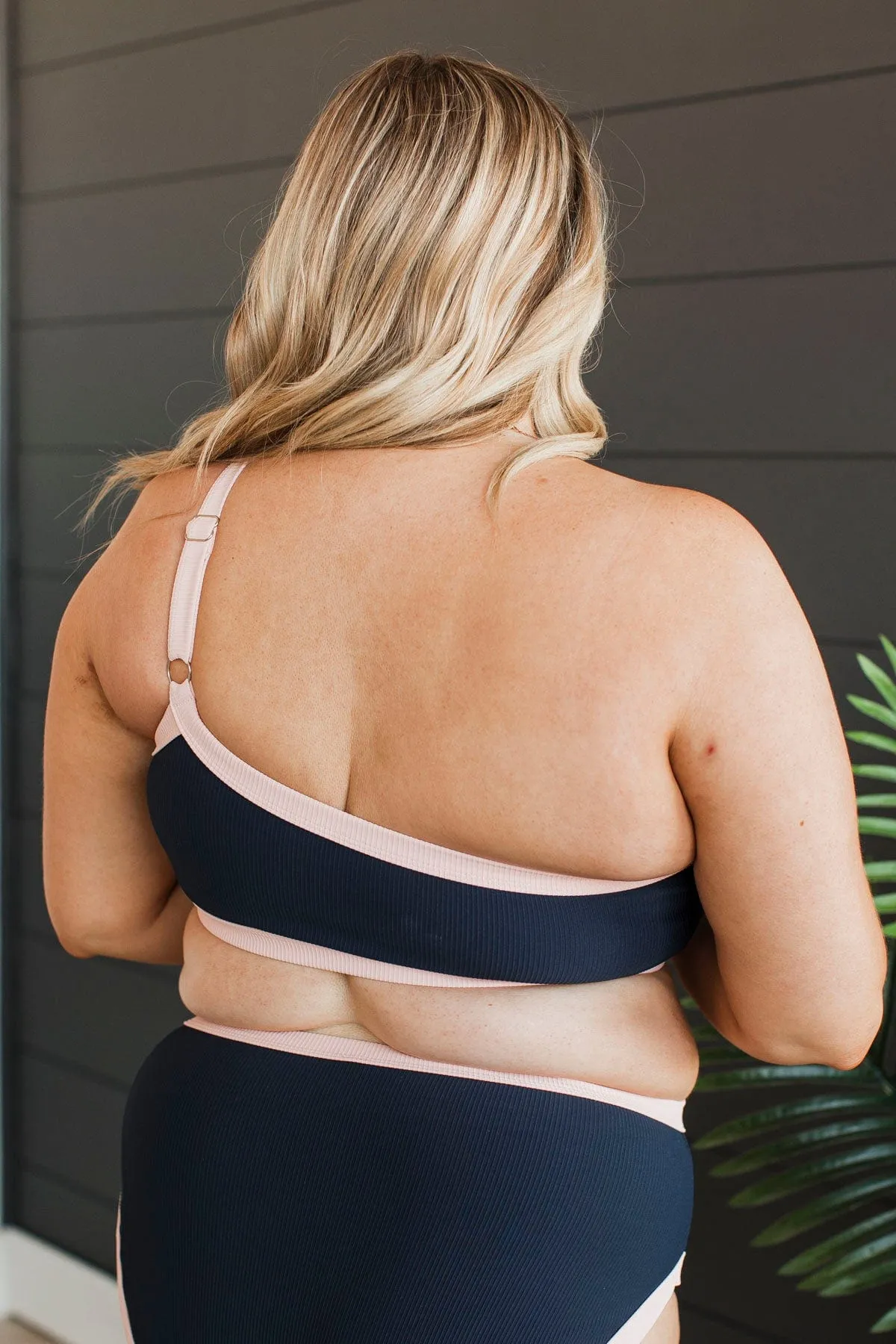 Oceans Away Ribbed Swim Top- Navy & Baby Pink