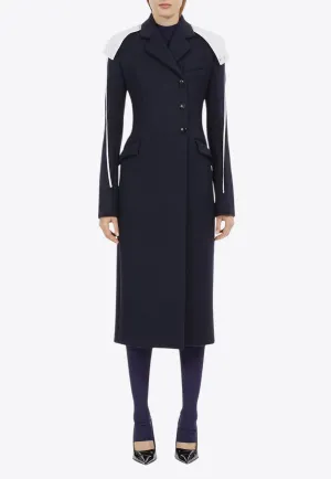 Off-Center Buttoned Wool Coat