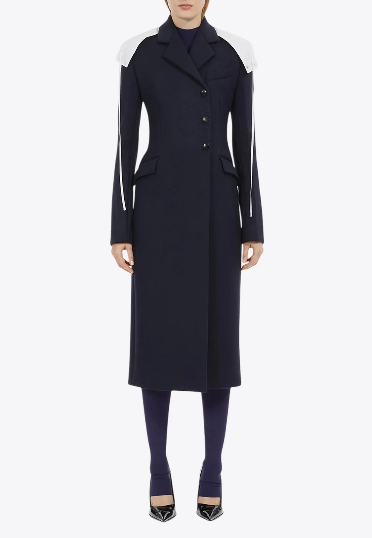 Off-Center Buttoned Wool Coat