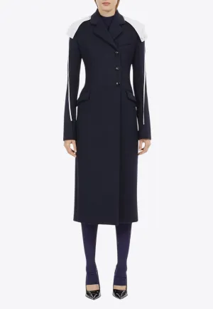 Off-Center Buttoned Wool Coat