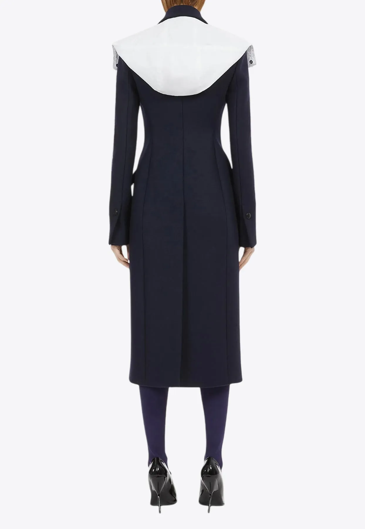 Off-Center Buttoned Wool Coat