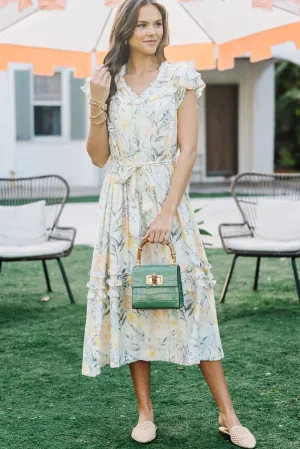 On Your Mind Cream Floral Midi Dress