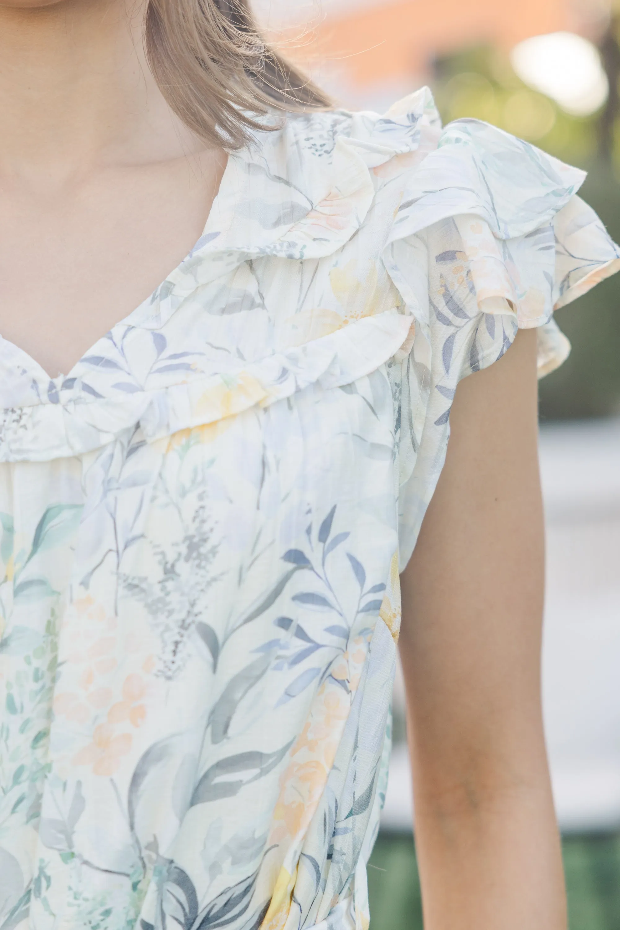 On Your Mind Cream Floral Midi Dress