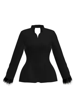 OSTRICH FEATHER EMBELLISHED JACKET