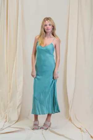 Otomo Linen Silk Slip Maxi Blue