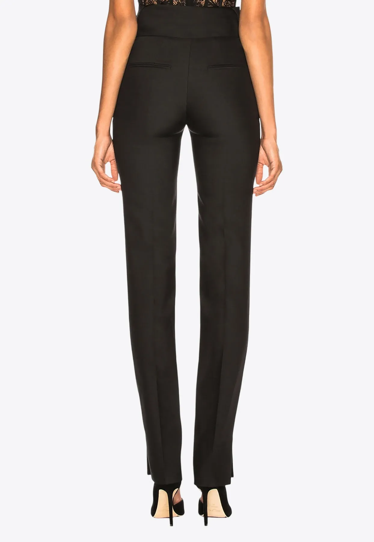 Oversized Bow Belt Tailored Pants