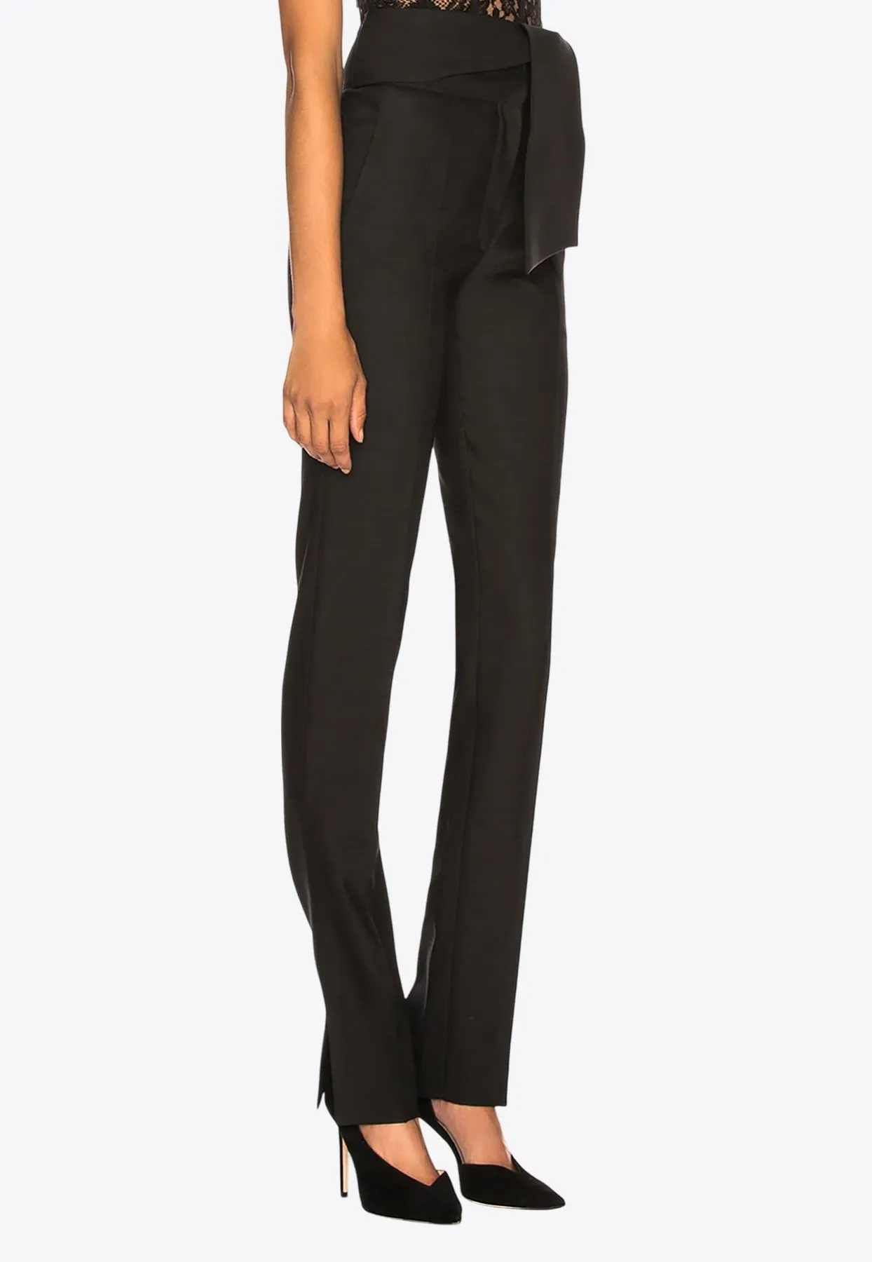 Oversized Bow Belt Tailored Pants