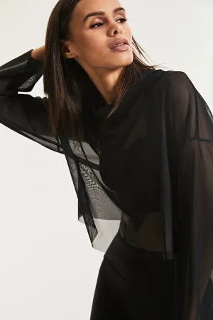 OVERSIZED MESH TURTLENECK