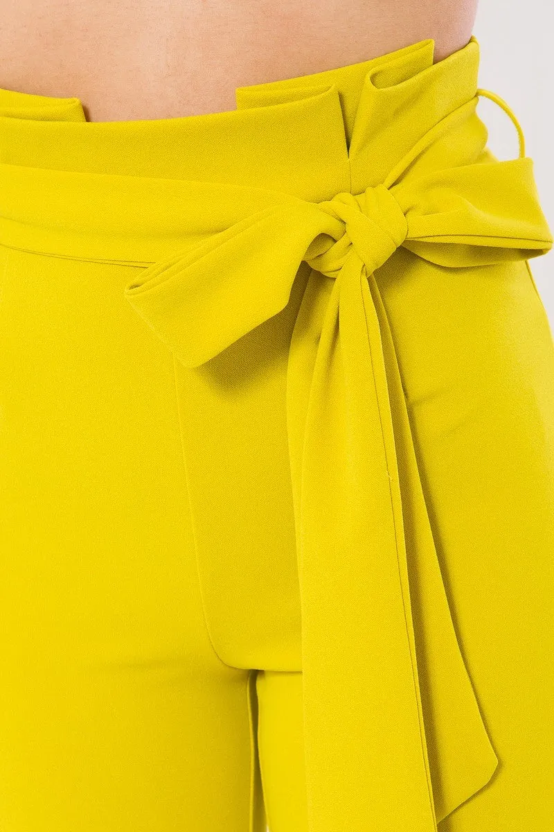 Paperbag High Waist Fashion Skinny Pants - Mustard Yellow | S M L