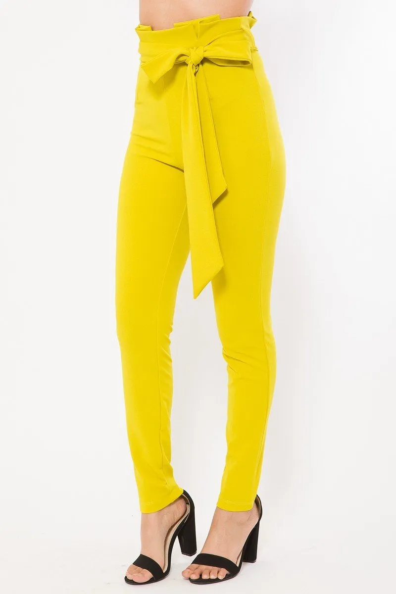 Paperbag High Waist Fashion Skinny Pants - Mustard Yellow | S M L