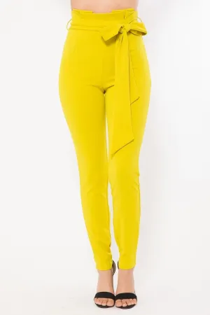 Paperbag High Waist Fashion Skinny Pants - Mustard Yellow | S M L