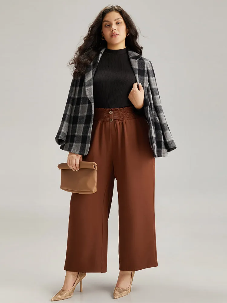Paperbag Waist Button Detail Shirred Pants