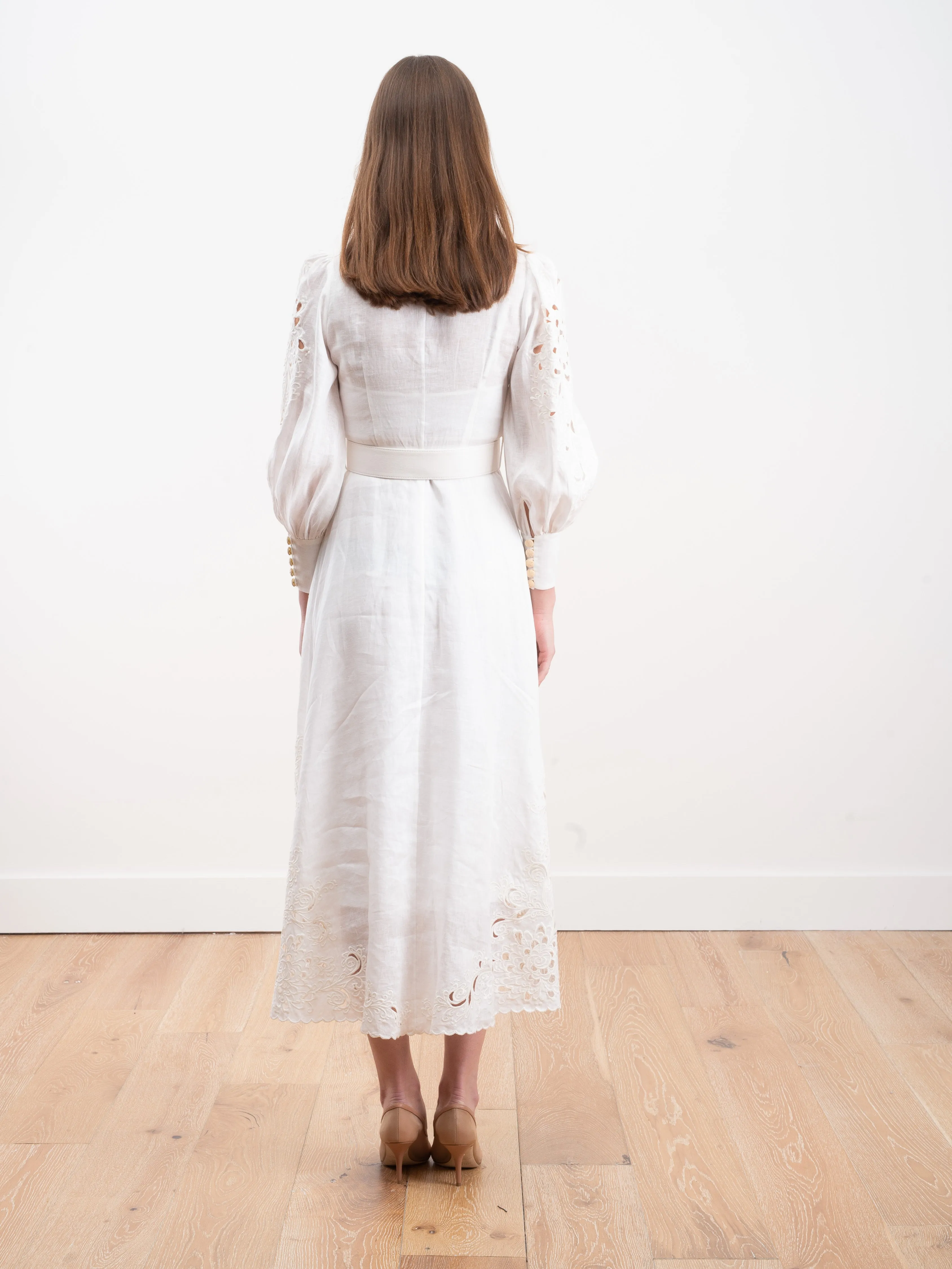 peggy embroidered dress - ivory