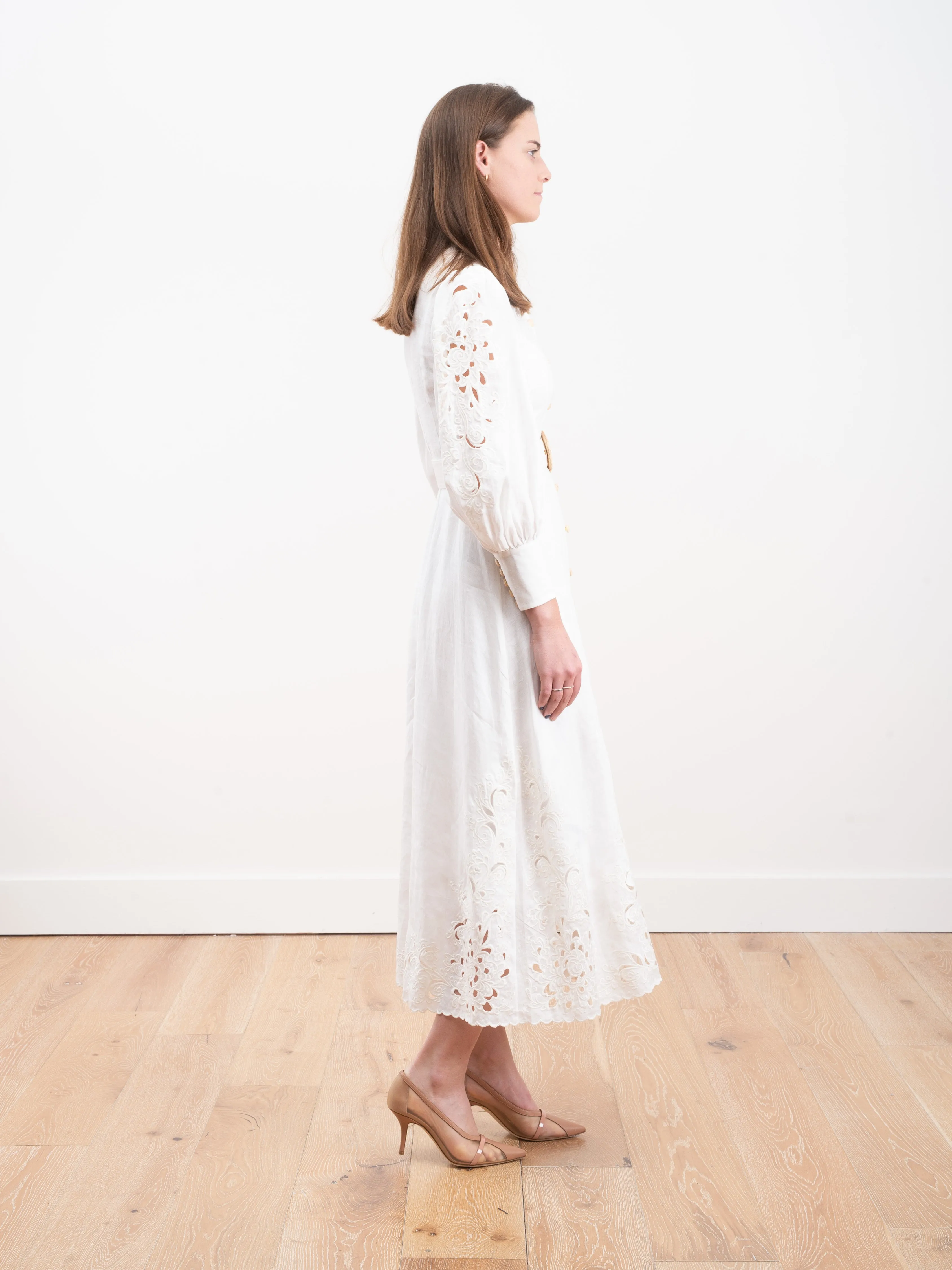 peggy embroidered dress - ivory