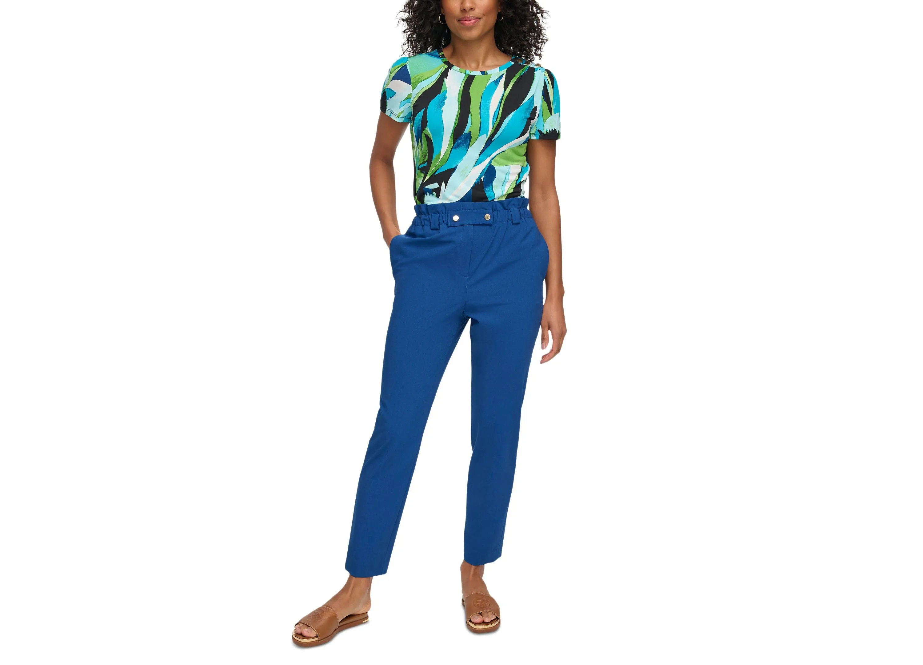 Petite Paperbag-Waist Skinny Pants
