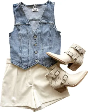PI5106 Fitted denim vest