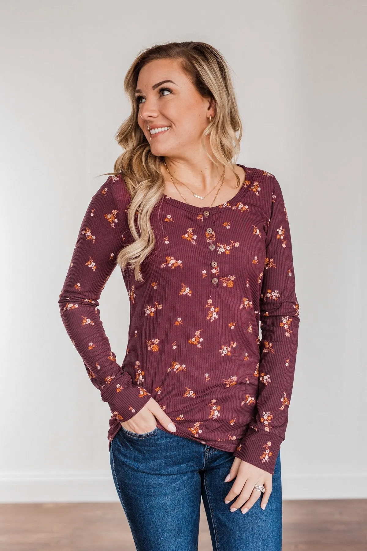 Piercing Beauty Long Sleeve Top- Plum