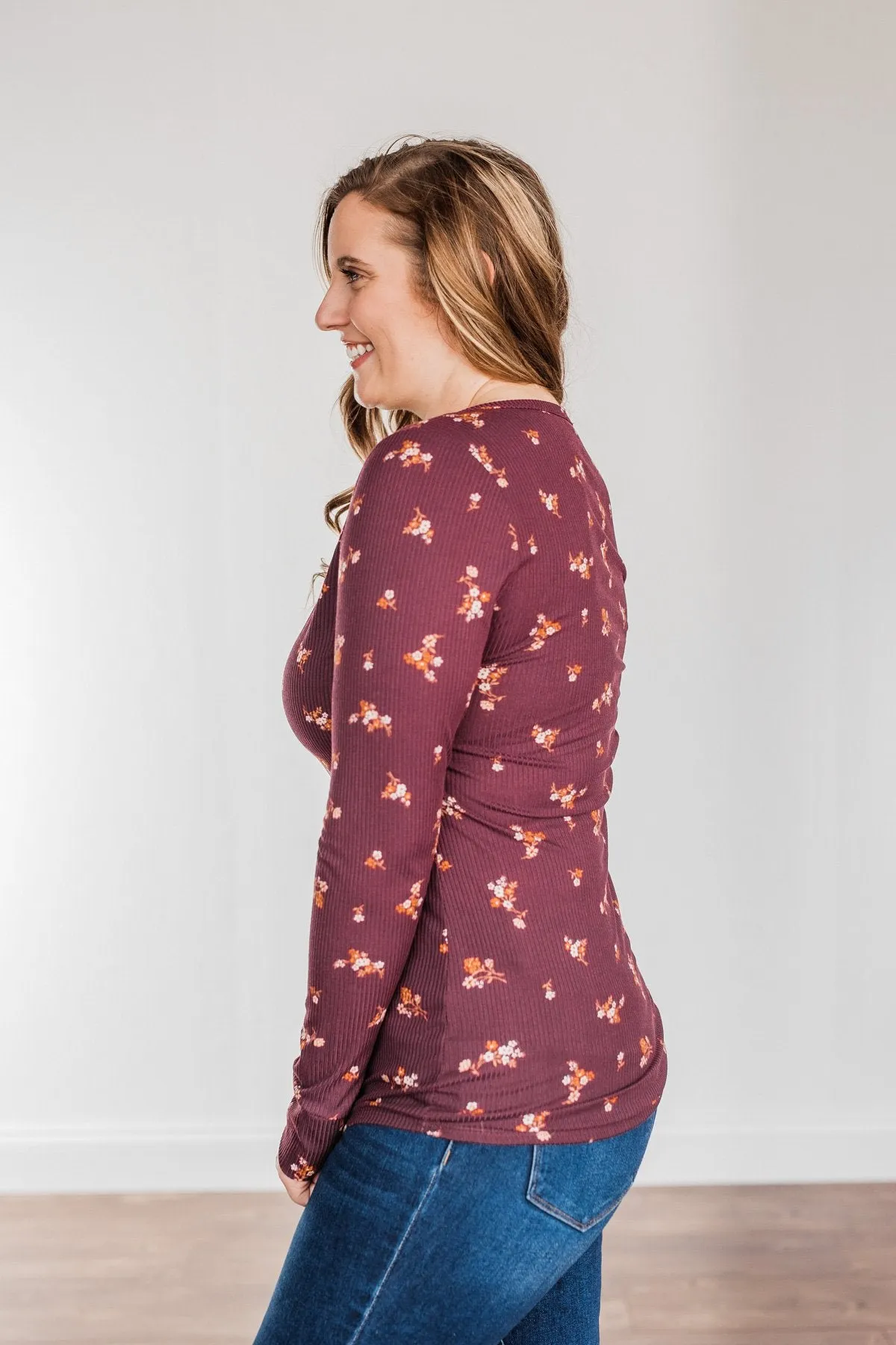 Piercing Beauty Long Sleeve Top- Plum