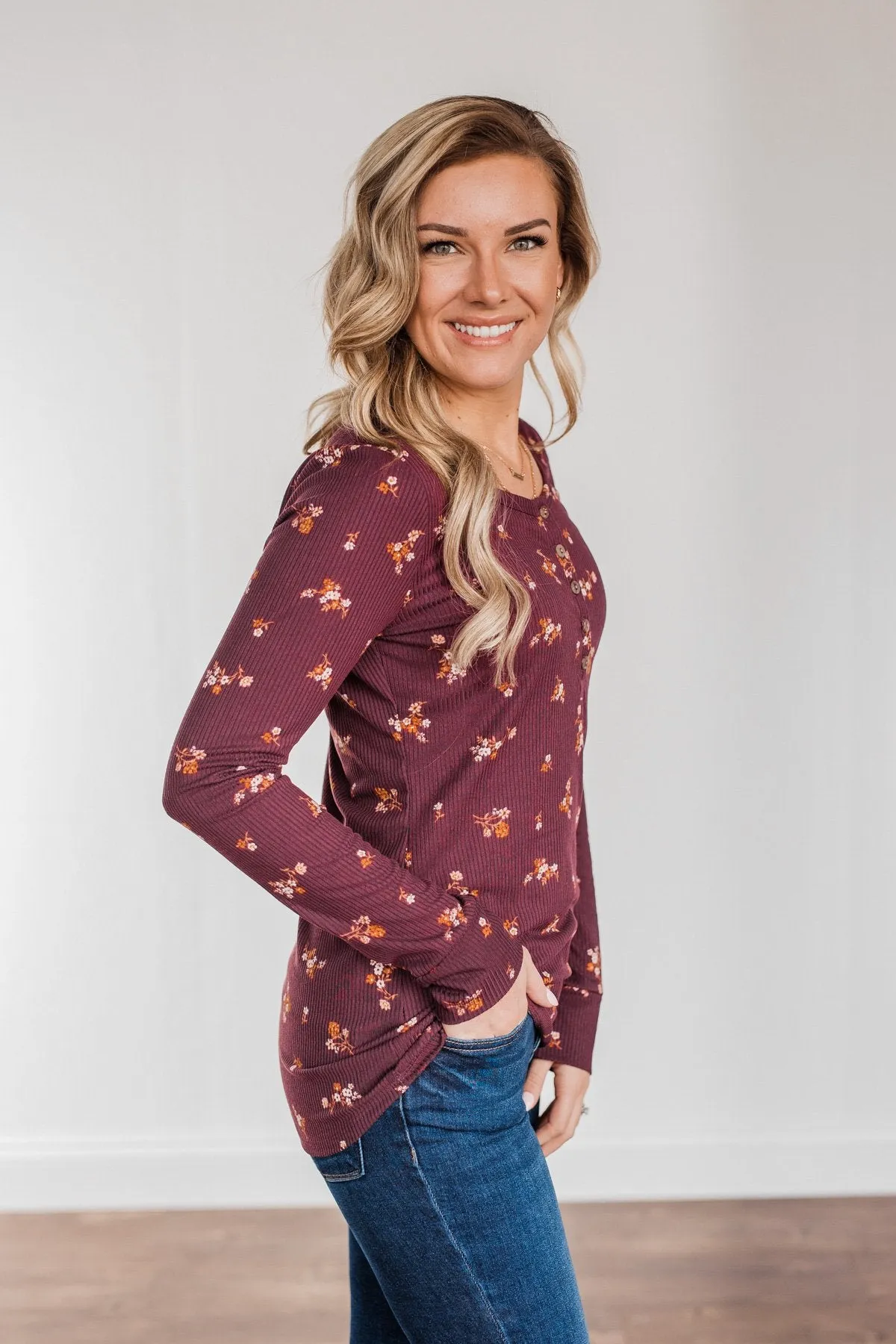 Piercing Beauty Long Sleeve Top- Plum