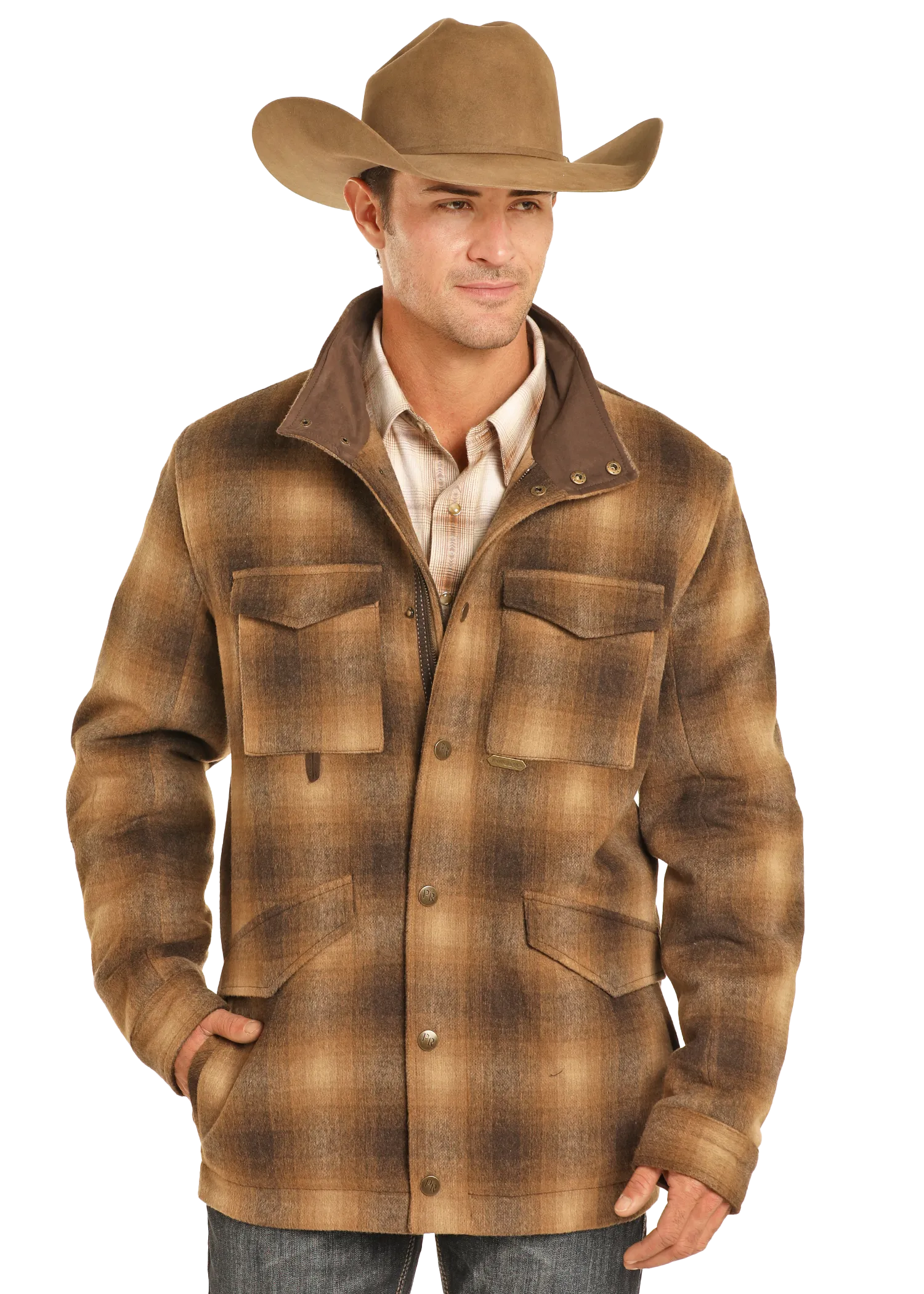 Plaid Ombre Wool Jacket