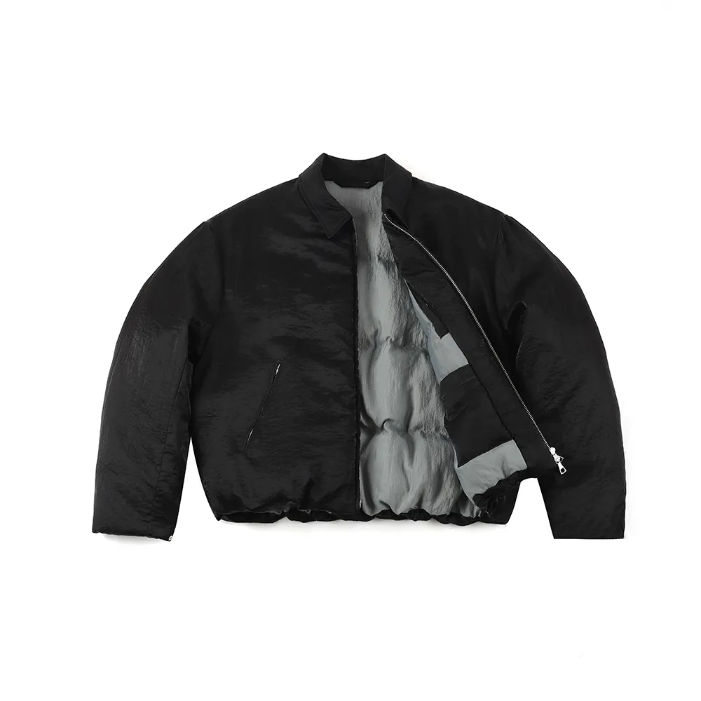 Pleated Zipper Lapel Jacket