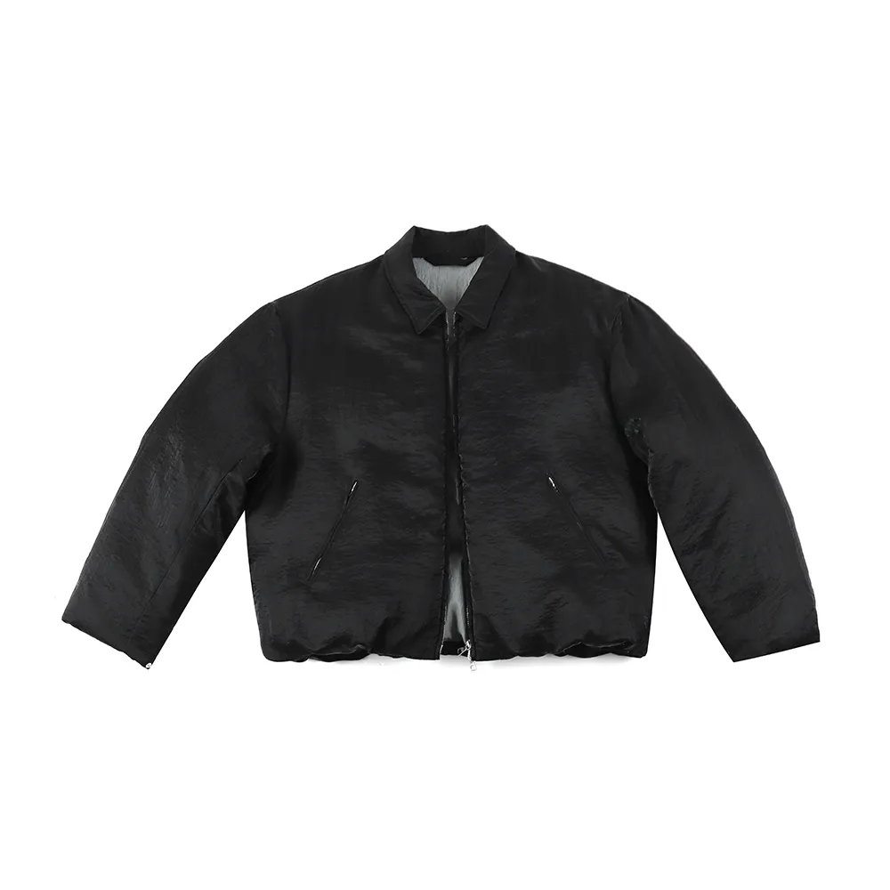 Pleated Zipper Lapel Jacket
