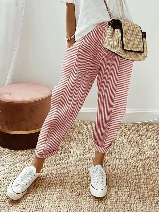 Poly | Striped Tailored Pants
