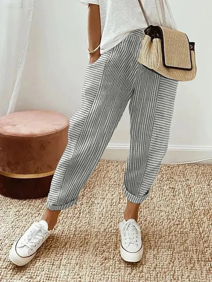 Poly | Striped Tailored Pants