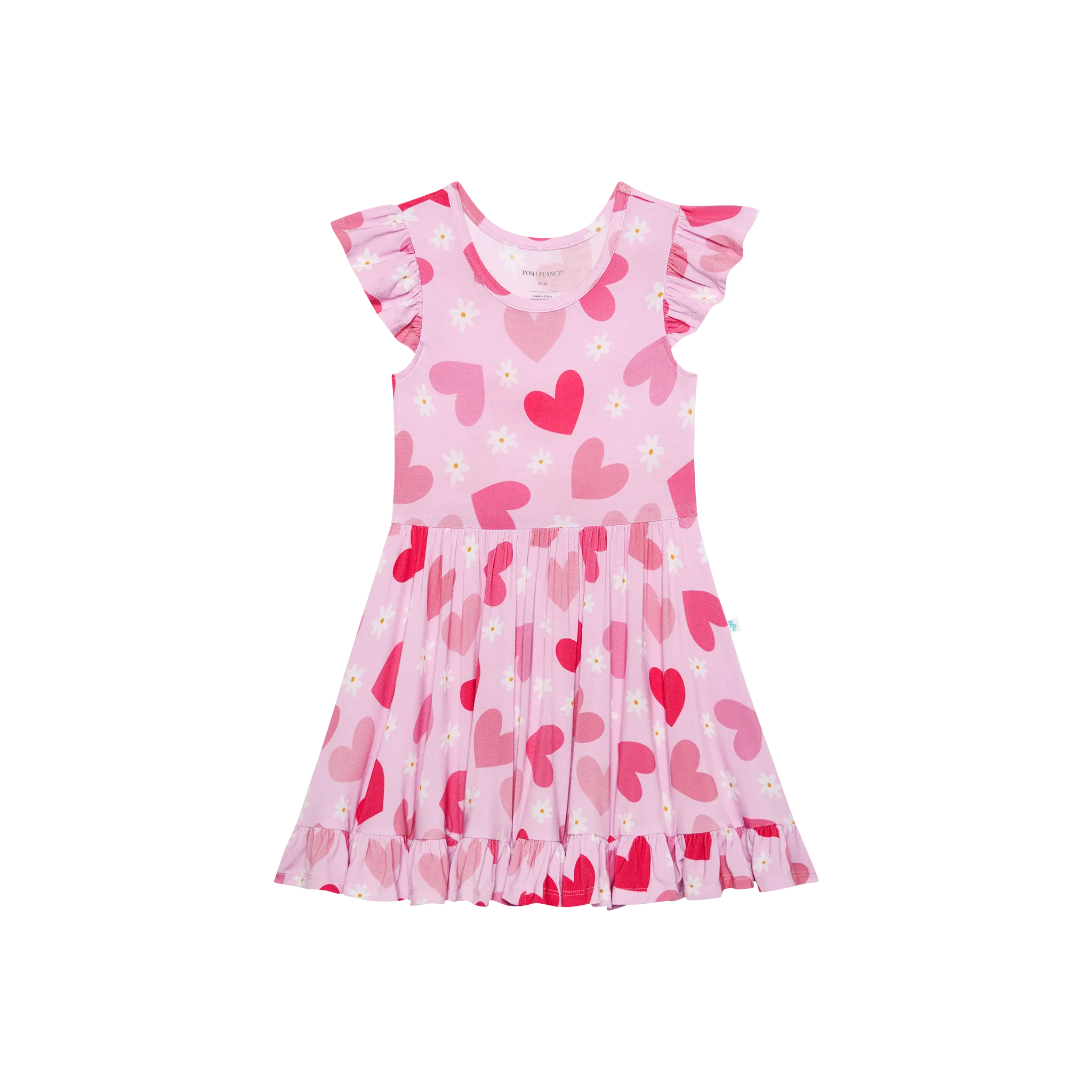 Posh Peanut Daisy Love Cap Sleeve Ruffled Twirl Dress