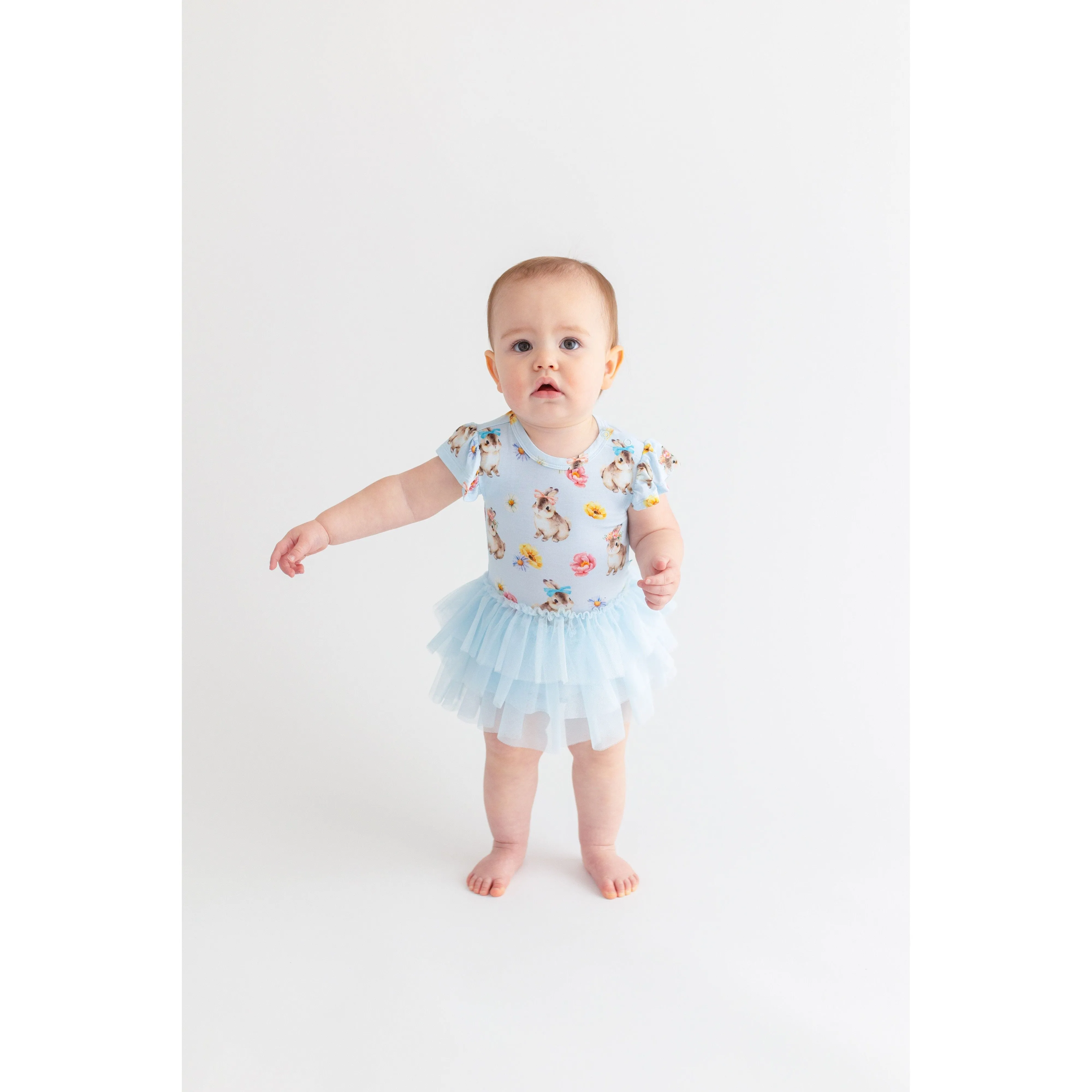 Posh Peanut Tinsley Jane Ruffled Cap Sleeve Tulle Skirt Bodysuit