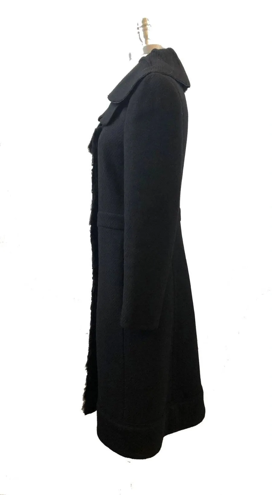 Prada Wool With Mink Trim Coat Size 44 It / M / 8 Us