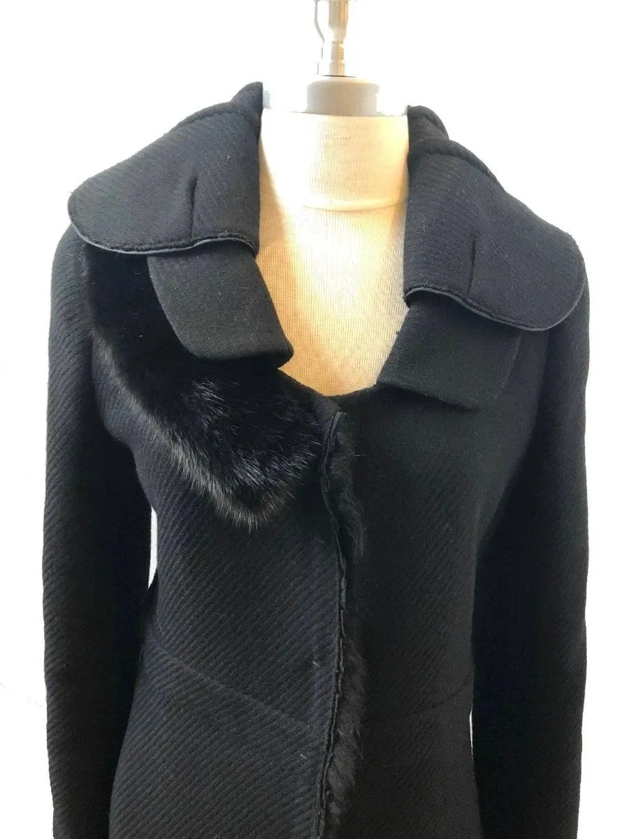 Prada Wool With Mink Trim Coat Size 44 It / M / 8 Us