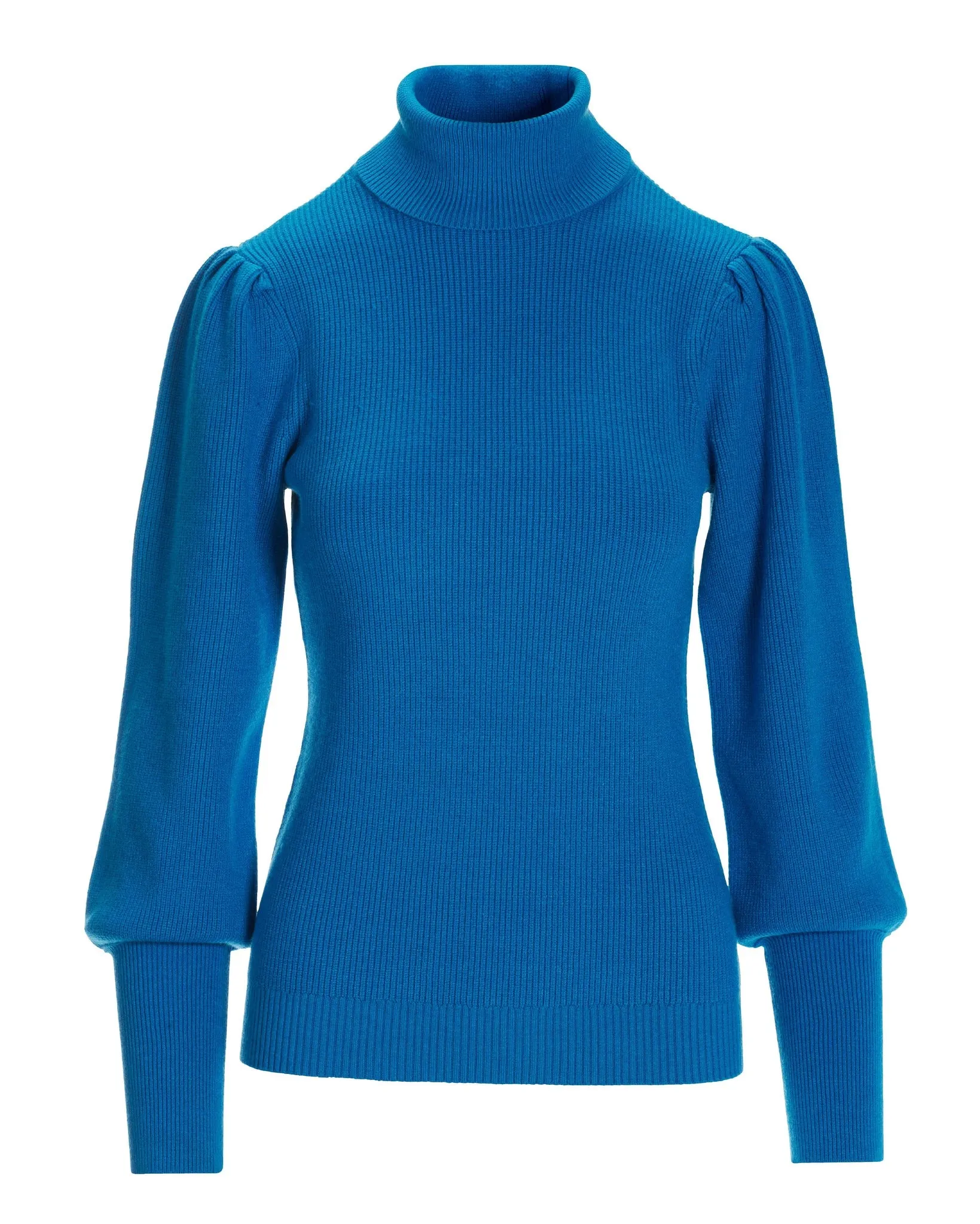 Puff Sleeve Turtleneck Sweater Directoire Blue