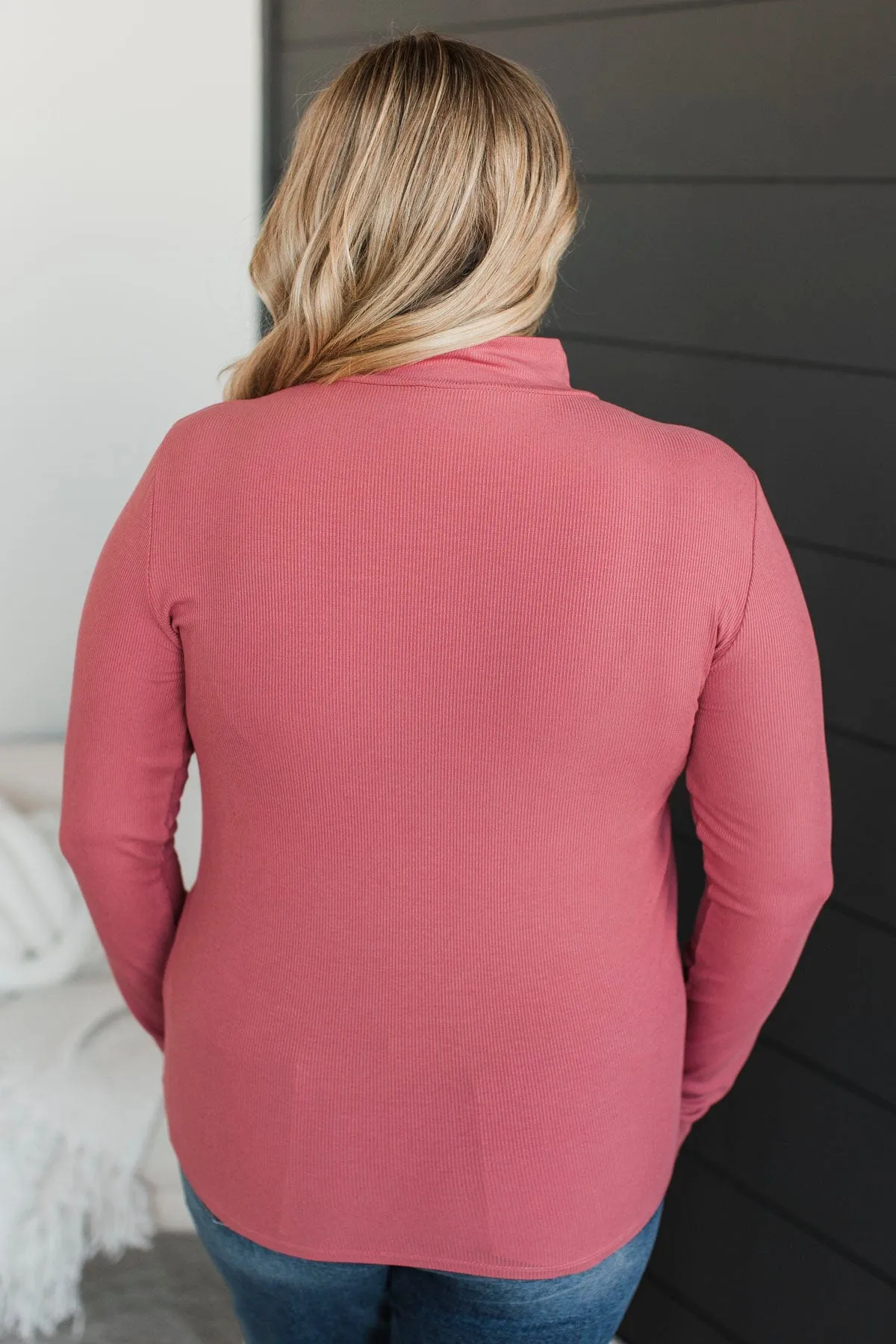 Pure Delight Ribbed Top- Dusty Rose