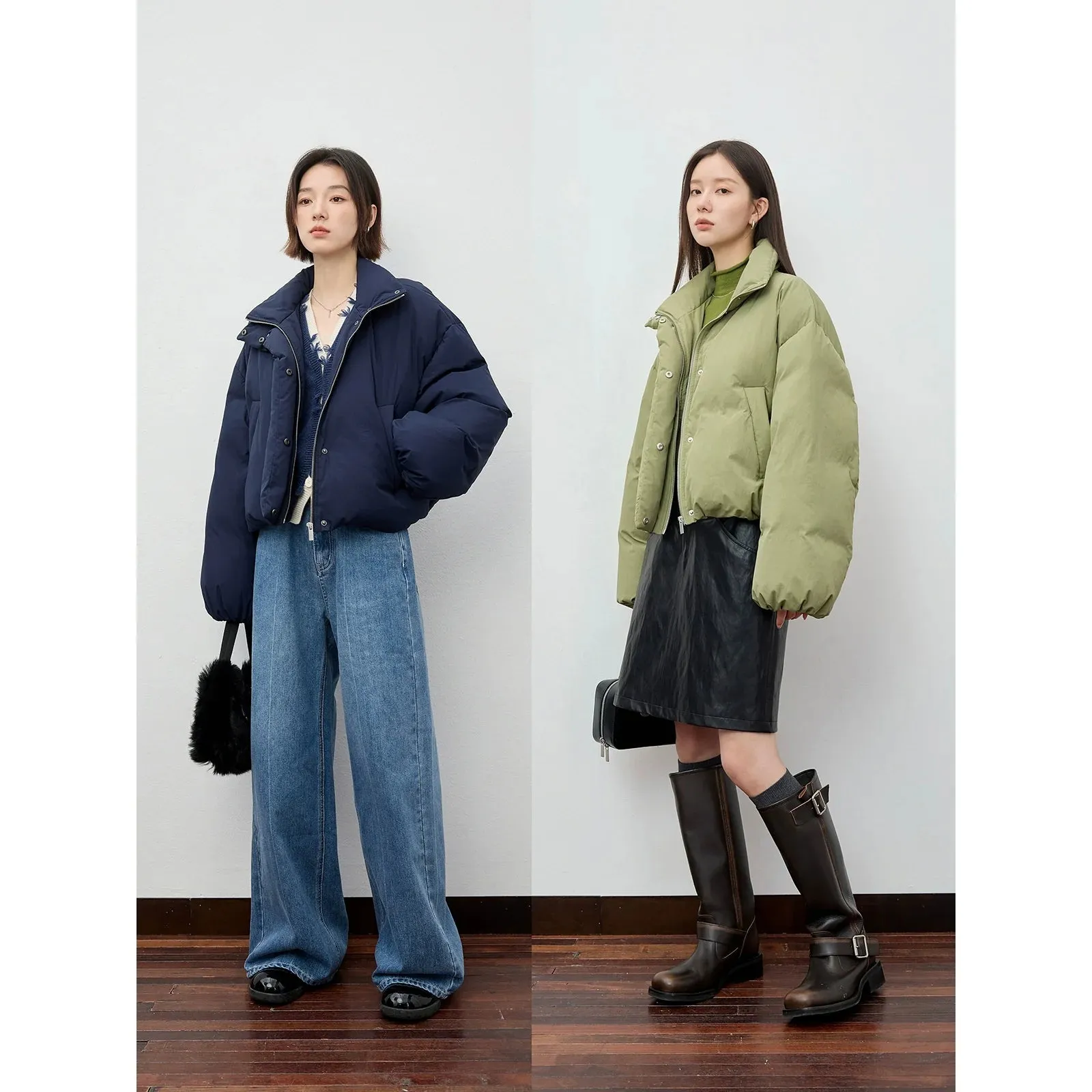 Quilted High Collar Puffer Jacket