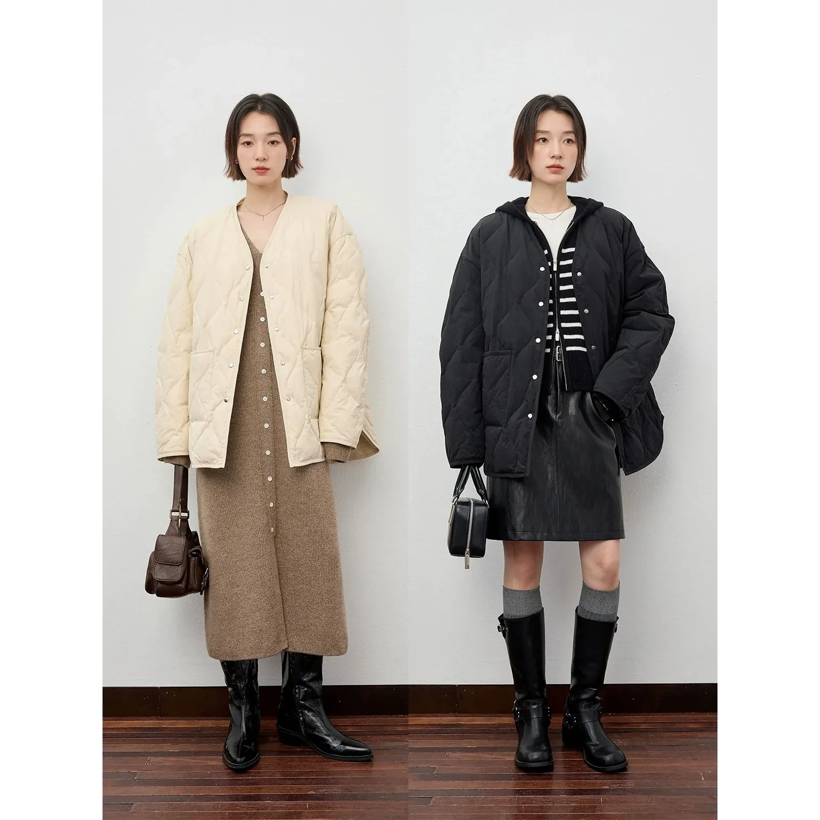 Quilted V-Neck Jacket